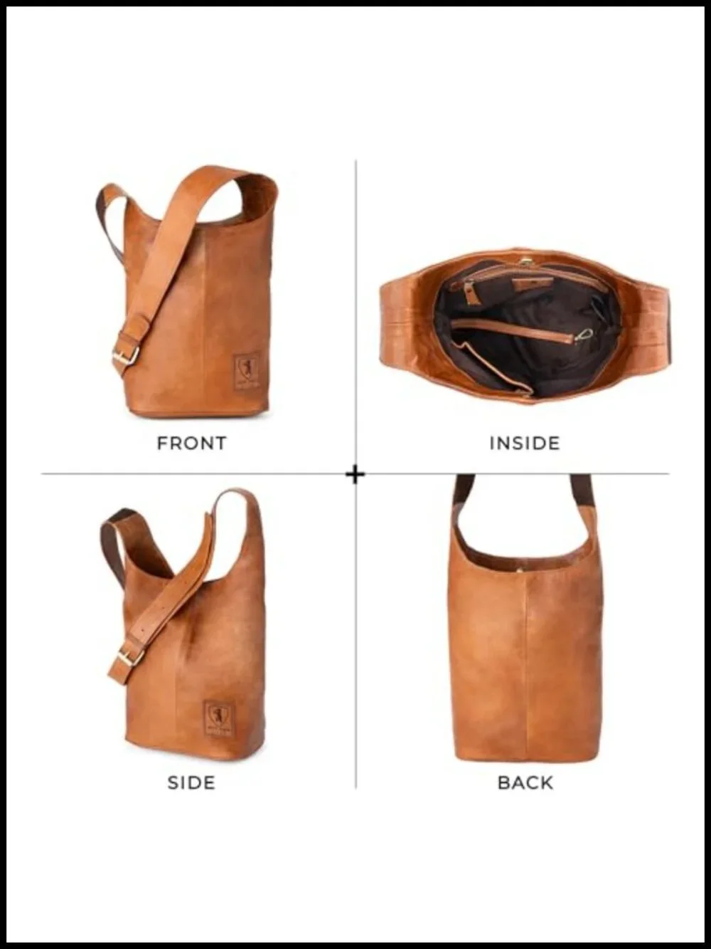 Vintage Genuine Leather Hobo Bag, Crossbody Shoulder Bag with Adjustable Strap